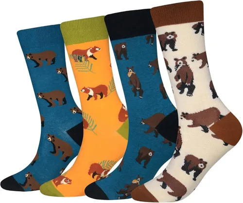 Miniatura 12 de Calcetines de caña corta casuales para hombre, de algodón, con motivo de animales, alocados y divertidos, 5 pares