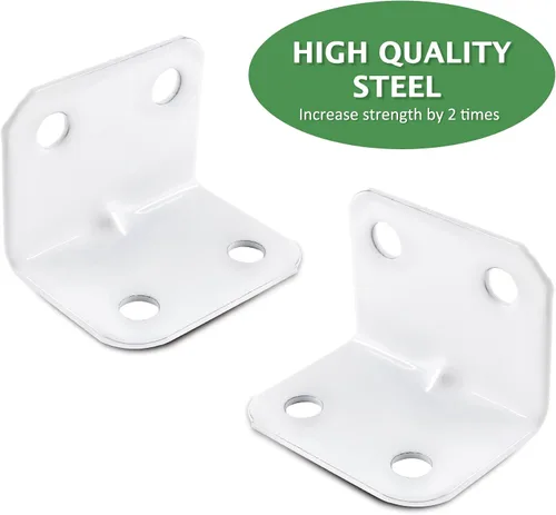 Miniatura 2 de Uenhoy 4 soportes de esquina blancos, soportes pequeños en forma de L de 1 x 1 x 1.3 pulgadas (0.984 x 0.984 x 1.260 in), 90 grados en ángulo recto