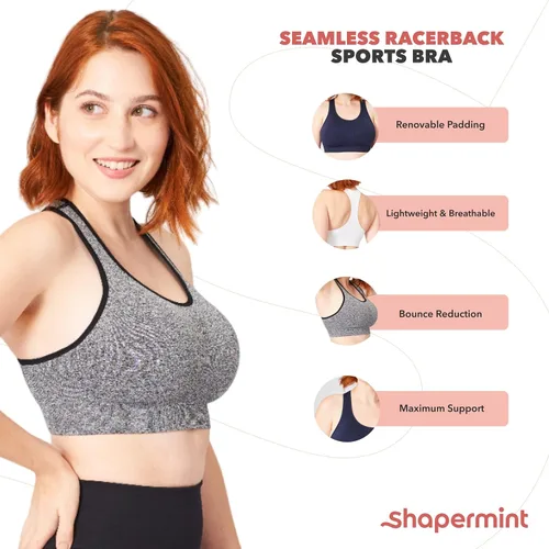 Miniatura 5 de SHAPERMINT Sujetadores deportivos para mujer, sujetadores de entrenamiento para mujer, brasier deportivo de talla grande, tops de entrenamiento
