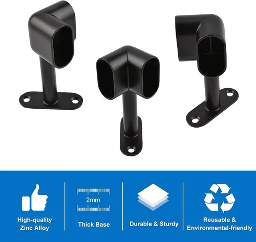 Miniatura 3 de INCREWAY 2 piezas de soporte de barra de armario ovalada de esquina 90 ° resistente accesorios de armario para ropa riel de ropa asiento para barra