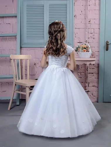 Miniatura 2 de Gzcdress Vestido de primera comunión, vestidos de bautismo de encaje para niñas 7-16, junior, dama de honor, boda