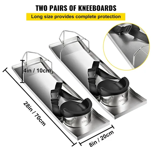 Miniatura 3 de VEVOR Tableros para Rodillas de Concreto 28'' x 8'' Tableros de Rodillas Deslizantes, Tablero de Rodilleras de Acero Inoxidable Deslizadores