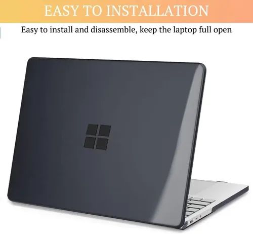 Miniatura 3 de CISSOOK Crystal Black - Funda para laptop Microsoft Surface de 12.4 pulgadas, carcasa rígida de plástico negra con cubierta de teclado para laptop
