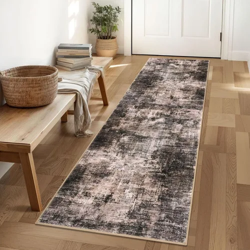 Miniatura 256 de IOHOUZE Alfombra pequeña abstracta de 2 x 3 pies, alfombra de entrada lavable para entrada interior, alfombras con respaldo de goma, alfombra gris