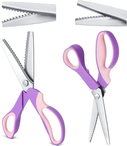 Amylove Tijeras de entintar para cortar tela festoneadas de 0.197 in, tijeras dentadas de fieltro de 0.197 pulgadas para manualidades, corte en