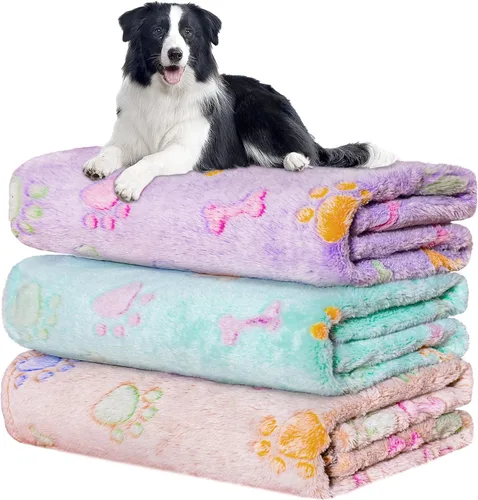 Miniatura 45 de Rezutan 1 paquete de 3 mantas para perros grandes, 41x31 pulgadas para mantas suaves y mullidas para mascotas y gatos de tamaño mediano, reversibles