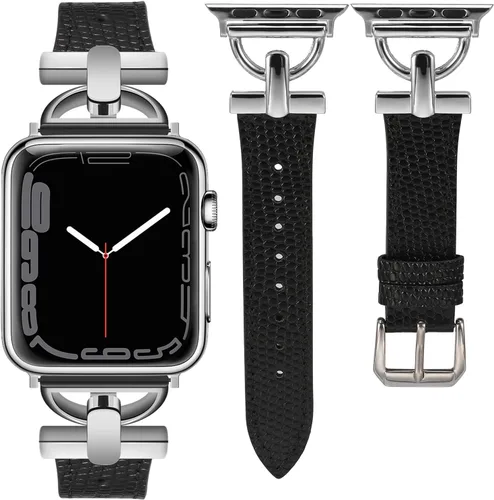 Miniatura 18 de Wearlizer Correa de cuero compatible con correas de Apple Watch para mujeres de 1.614 in, 1.575 in, 1.496 in, 1.929 in, 1.811 in, 1.772 in, 1.732