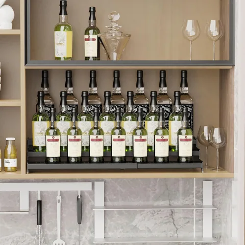 Miniatura 6 de Organizador de especias expandible con estante de 3 niveles, diseño moderno resistente, antideslizante y visibilidad, ideal para armario de cocina