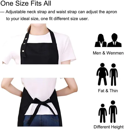 Miniatura 3 de Delantales para mujeres y hombres con bolsillos, correas ajustables, impermeable, lona para cocina, cocinero, camarera, servidor