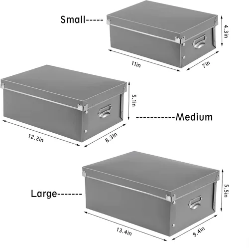 Miniatura 6 de SEEKIND Caja de almacenamiento, contenedores de almacenamiento decorativos con tapa, juego 3 en 1, plástico, con asas, cierre a presión, a prueba