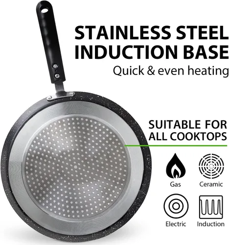 Miniatura 2 de Sartén Antiadherente para Crepas de 10.5 Pulgadas con Esparcidor, Sartén con Revestimiento de Granito para Roti Tortilla de Huevo Omelet Tortilla