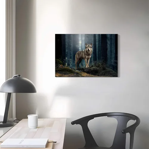 Miniatura 6 de Sea Whisper - Lienzo de arte de pared de vida silvestre, lobo en la hierba con ojos firmes, naturaleza, bosque, escena de parque, pintura artística