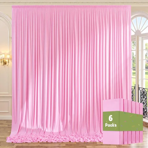 Miniatura 97 de Cortinas de telón de fondo granate de 10 pies x 10 pies sin arrugas para fiestas, 2 paneles de cortinas de telón de fondo de poliéster sedoso
