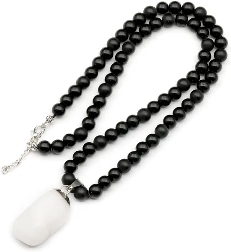 Miniatura 92 de Colgante de turmalina cruda natural, Collar de cuentas de ónix negro genuino, Collar de piedra negra, Collar de piedras preciosas, Cuentas de 0.315