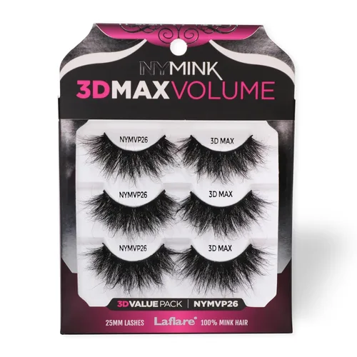 Miniatura 11 de Laflare 3D NY MAX VOLUME - Estilos dramáticos de 0.787-0.984 in de largo, pestañas de pelo de visón 100% real, maquillaje de lujo, natural, ligero