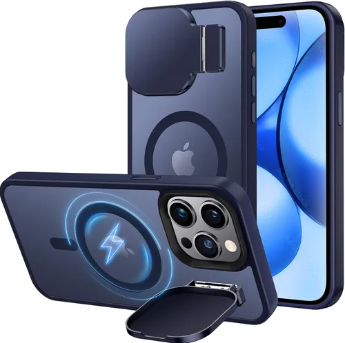 Miniatura 13 de Silverback Funda para iPhone 14 Pro Max con funda para cámara, compatible con MagSafe, con soporte integrado, funda magnética translúcida mate a