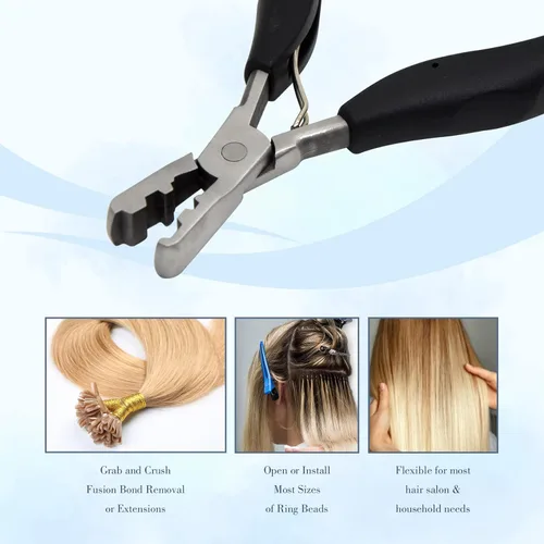 Miniatura 5 de Fusion Bond - Herramienta aplastadora para extensiones de cabello de queratina con punta plana, alicates para extensiones de cabello preunidas