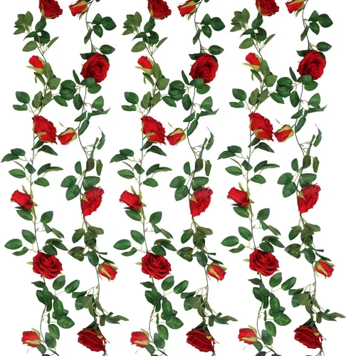 SHACOS - Guirnaldas de rosas artificiales para colgar con hojas y flores para uso en el hogar, bodas, fiestas