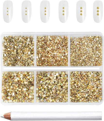 Miniatura 27 de Beadsland 7200 piezas de diamantes de imitación con parte trasera plana, gemas de cristal AB para uñas diamantes de imitación de cristal redondos