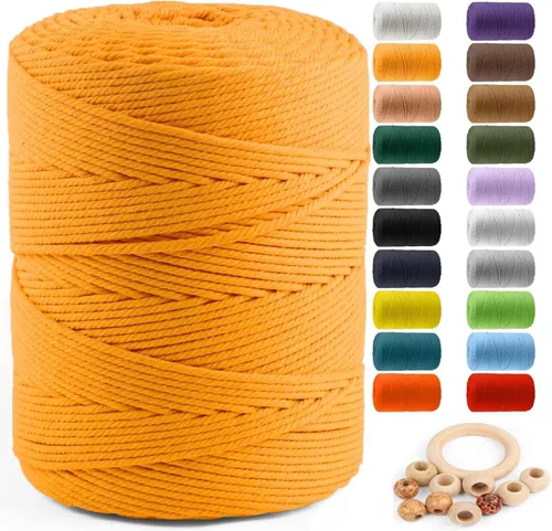 Miniatura 47 de Cuerda de algodón para macramé de 5 mm x 109 yardas, ZUEXT 100% natural hecha a mano, cuerda de algodón trenzada de 4 hebras para colgar plantas
