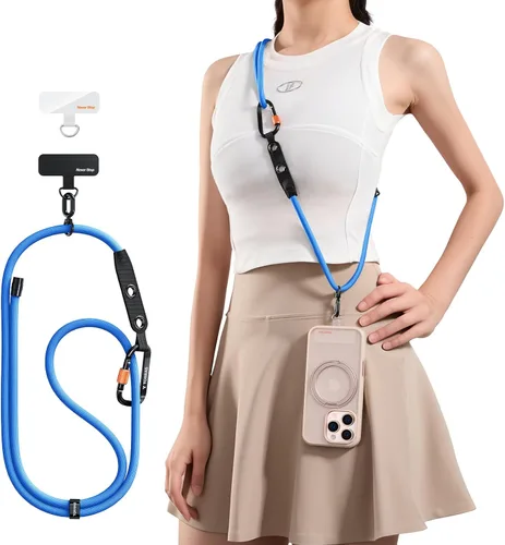 Miniatura 9 de TORRAS Cordón para teléfono con bucles colgantes, correa antirrobo ajustable para el cuello para iPhone 17 Pro, amigable con la piel, 2 lengüetas