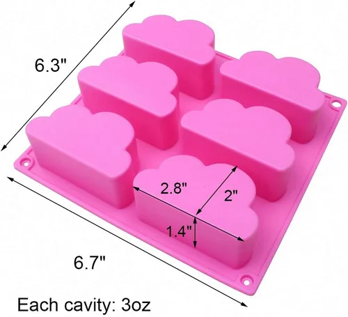 Miniatura 2 de Fewo Paquete de 2 moldes de silicona para magdalenas de nube, moldes de silicona para gelatina, jabón, cera de crayón, molde de bomba de baño