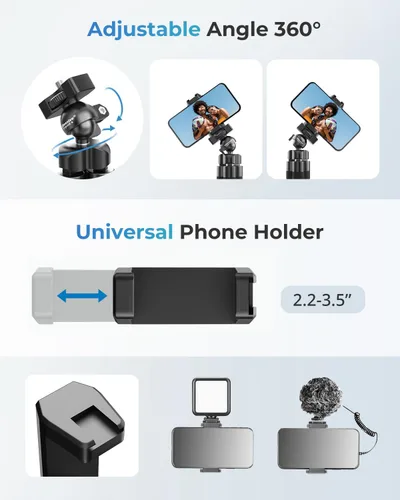 Miniatura 3 de UBeesize Trípode S, Trípode de lata calidad para teléfono, trípode flexible con obturador remoto inalámbrico, compatible con iPhone/Android Samsung
