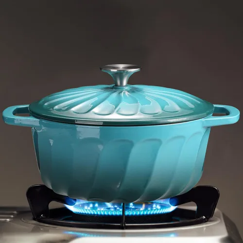 Miniatura 6 de Horno holandés de hierro fundido esmaltado con tapa, olla de horno holandés de hierro fundido de 3 cuartos de galón, olla de hierro fundido