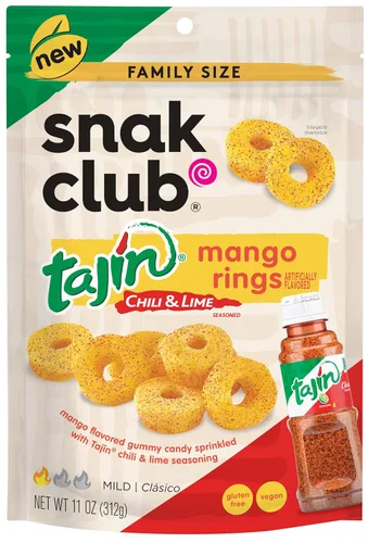 Miniatura 19 de Snak Club Tajin Anillos de Manzana Gomitas de Caramelo, Gomitas de Fruta con Sabor a Chile y Lima, Snacks Leves, Sin Gluten y Veganos, 5 oz Bolsas