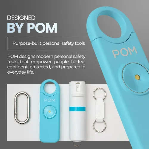 Miniatura 5 de POM Alarma de seguridad personal para mujer – Sirena de emergencia de 130 dB, recargable por USB-C con linterna LED brillante, diseño de llavero