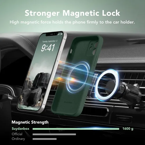Miniatura 3 de Funda magnética para iPhone 12, compatible con MagSafe, [protección completa de la cámara] [protectores de pantalla] funda protectora de silicona a