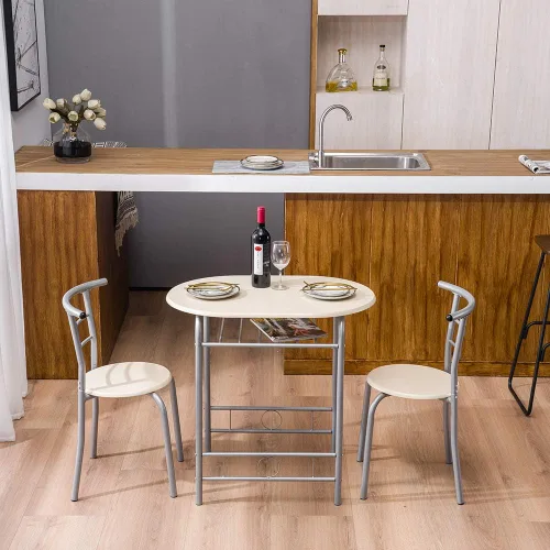 Miniatura 3 de VINGLI Juego de comedor de 3 piezas, juego de mesa de cocina pequeña para 2, juego de mesa de desayuno, mesa de madera de cocina con 2 sillas
