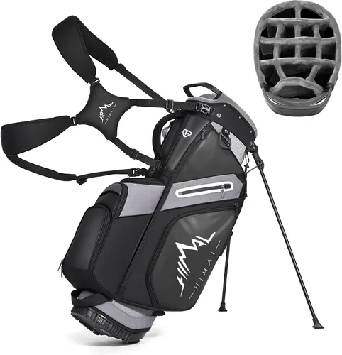 UNIHIMAl Bolsa de golf de 14 vías, bolsa de golf de piel sintética para hombres y mujeres con parte superior de felpa, 10 bolsillos (incluyendo