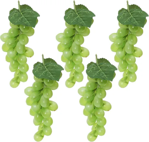 Miniatura 12 de 5 racimos de uvas falsas de goma, paquetes de uva falsa para el hogar, casa, cocina, fiesta, boda, fotografía, decoración, color negro