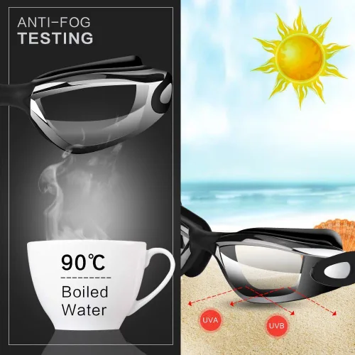 Miniatura 4 de Gafas de natación sin fugas con clip de nariz, tapones para los oídos, gorro de natación y funda para hombres y mujeres