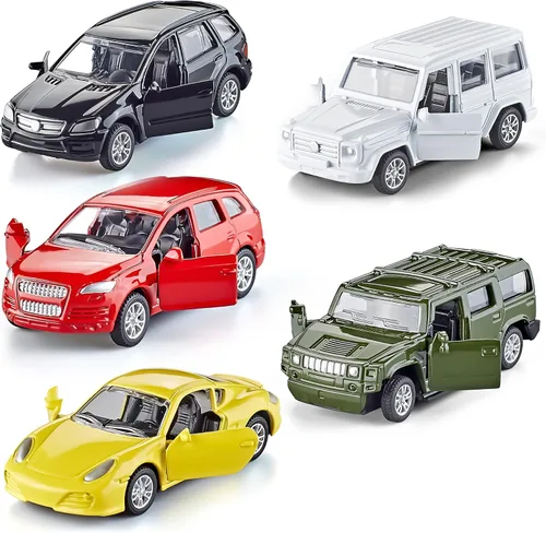 Miniatura 13 de KIDAMI Juego de 5 autos de juguete de metal fundido a presión, puertas que se abren, ambulancia de autos retrocedentes, paquete de regalo para niños