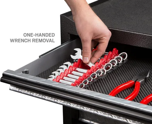 Miniatura 6 de TEKTON Soporte de llave combinada de 12 herramientas (rojo) ORG21212 Fabricado en Estados Unidos