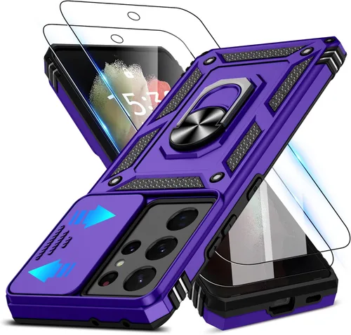 Miniatura 12 de ATUMP Funda para OnePlus Nord N200 5G con protector de pantalla HD con cubierta para cámara deslizante, soporte de anillo de rotación de 360°