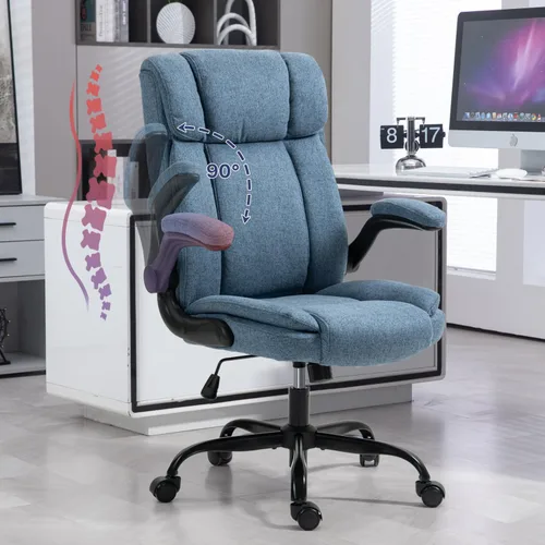 Miniatura 11 de Silla de oficina con respaldo alto, ergonómica, ejecutiva, silla de escritorio para computadora, cómoda tela, acolchada, sillas de escritorio