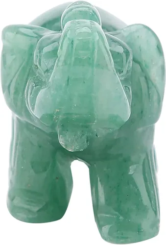 Miniatura 6 de Akozon Figuras de 2 pulgadas de jade tallado de elefante de cristal, decoración del hogar, artículo de mobiliario (turina verde)