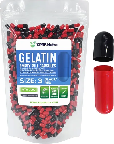 XPRS Nutra Cápsulas vacías tamaño 3 – 1000 cápsulas vacías de gelatina – Pastillas de relleno de cápsulas de bricolaje – Cápsulas de gel de píldoras