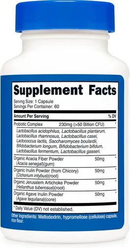 Miniatura 5 de Nutricost Probiotic Complex - 50 mil millones de UFC, 60 cápsulas - Probiótico para hombres y mujeres - Cápsulas vegetarianas, sin OMG, sin gluten