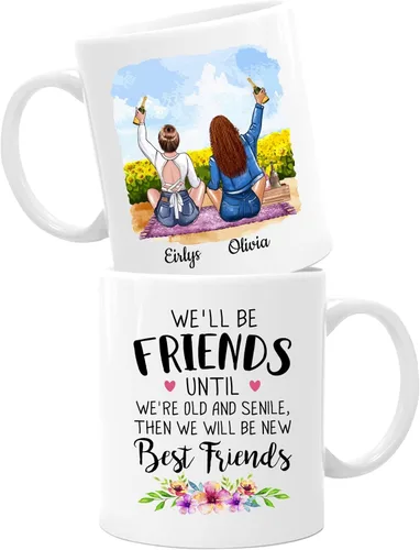 Miniatura 18 de Taza de café blanca de 2 mejores amigos, 11 onzas, 15 onzas, taza de amistad personalizada para mujeres, mejor amiga, mejor amiga, hermana, hermana