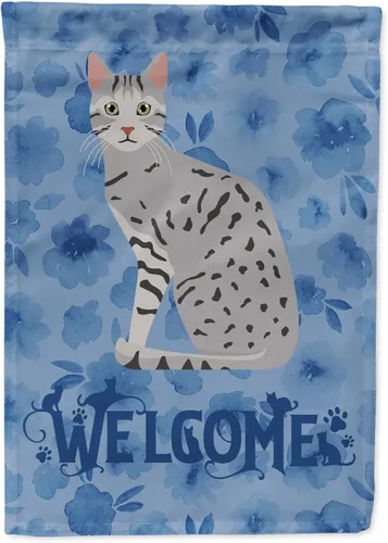 Miniatura 127 de Caroline's Treasures CK5047CHF Ojos Azules - Bandera de bienvenida con diseño de gato para casa de porche, grande, para colgar en la pared