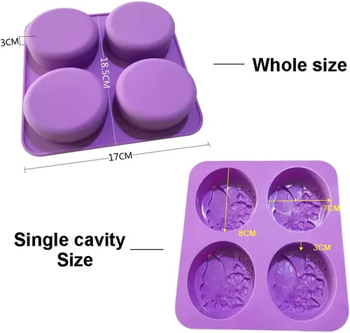 Miniatura 3 de EchoDone Molde ovalado de silicona para jabón de 4 cavidades, diseño de flores de mariposa ovaladas, moldes de silicona hechos a mano para jabón