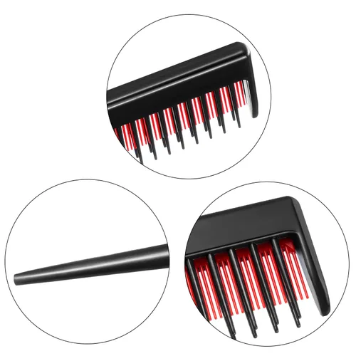 Miniatura 4 de Leinuosen Peine de cola de rata triple de 8 pulgadas con púa para mujer, corte ligero, seccionado, peine de dientes finos, añade volumen