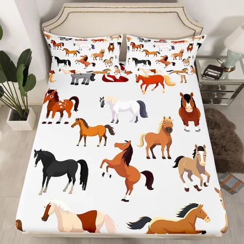 Miniatura 21 de Sábanas de cama con estampado de patas de perro para niños, sábana bajera ajustable de huesos coloridos para los amantes de los perros