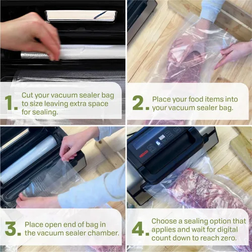 Miniatura 7 de NESCO Bolsas selladoras al vacío de 7.9 in x 236.2 in, uso para cocción al vacío o preparación de comidas, sin BPA, aptas para lavavajillas