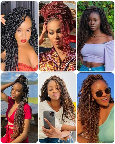 Miniatura 5 de Cabello de Crochet de 8 Pulgadas para Mujeres Negras, 7 Paquetes de Cabello de Crochet Goddess Locs con Puntas Rizadas, Locs Falsos Cortos con Bucle