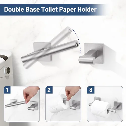 Miniatura 4 de TURS Juego de 5 Piezas de Accesorios de Ferretería de Baño de Níquel Cepillado, Juego de Barras para Toallas de Baño de Acero Inoxidable SUS304, Kit